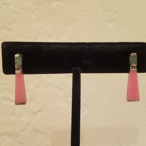 Pink and green jade earrings